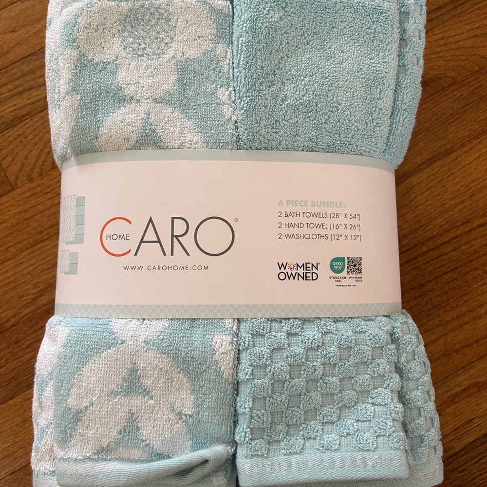 Caro Home 6-Piece Bath Towel Set - Light Blue